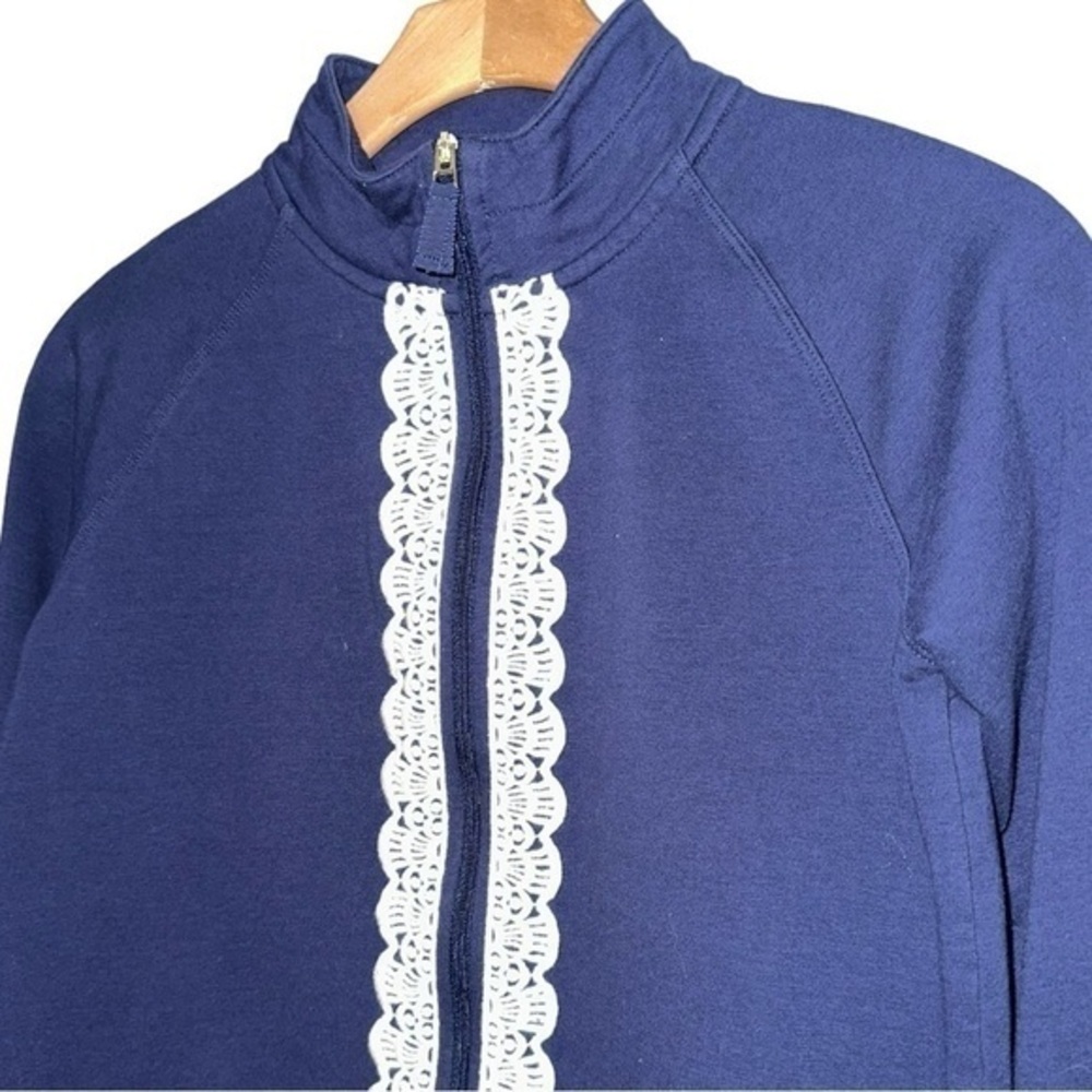 Lilly Pulitzer Girl XL 12 14 True Navy White Embroidered Little Leona Zip Up Top